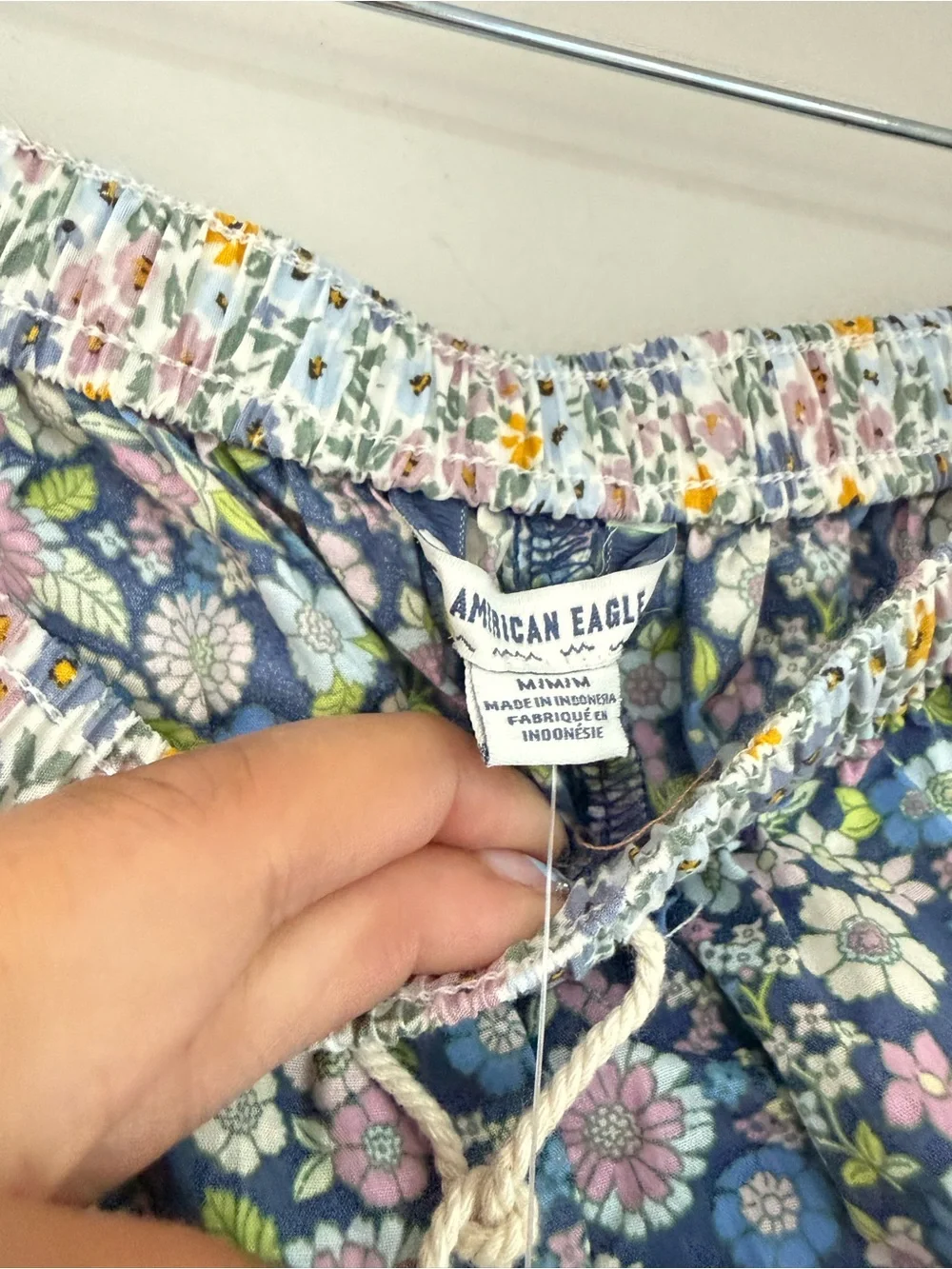 American Eagle Floral Midi Skirt Blue Cottagecore Boho Size Medium